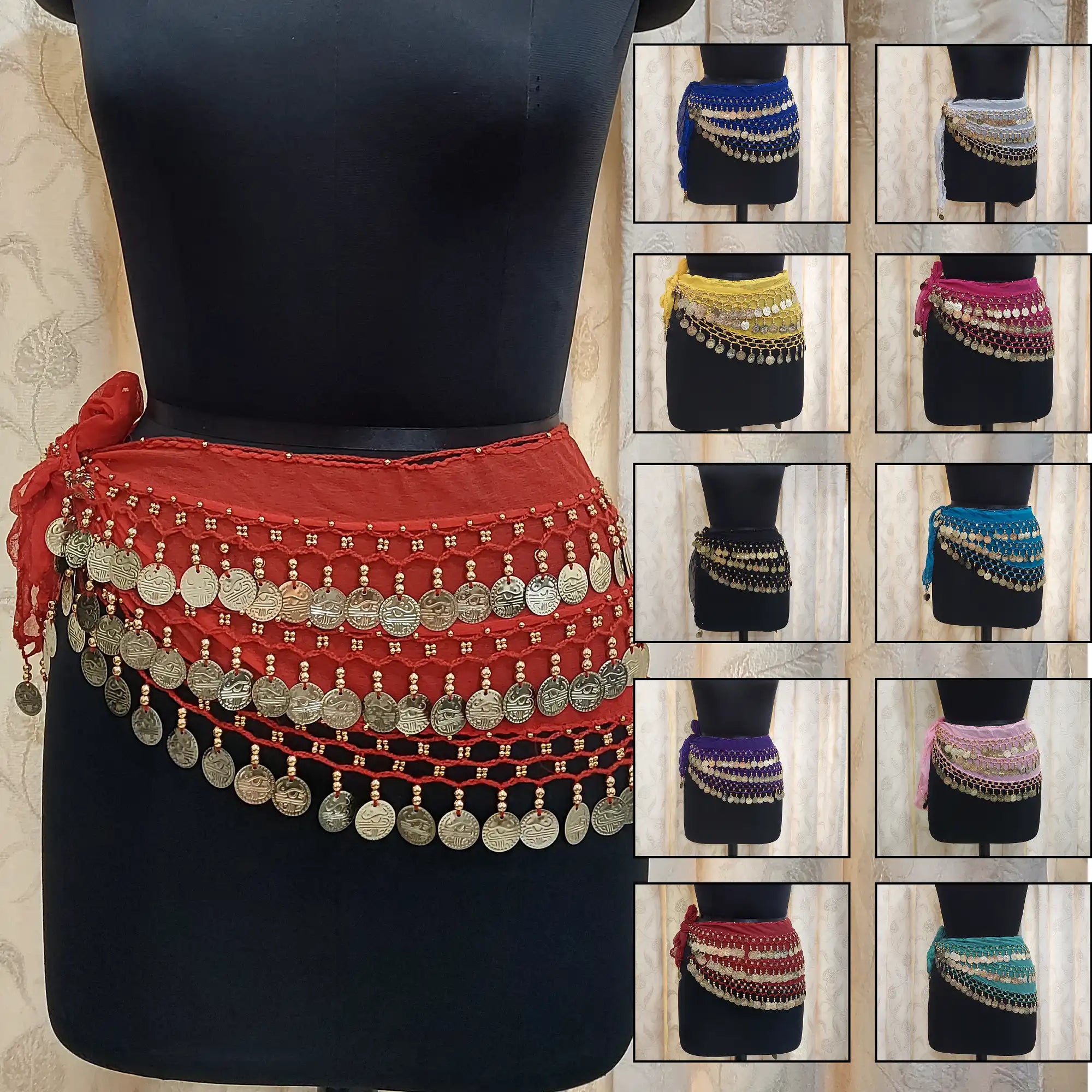 Belly Dance Hip Belt for Women with Golden Coins