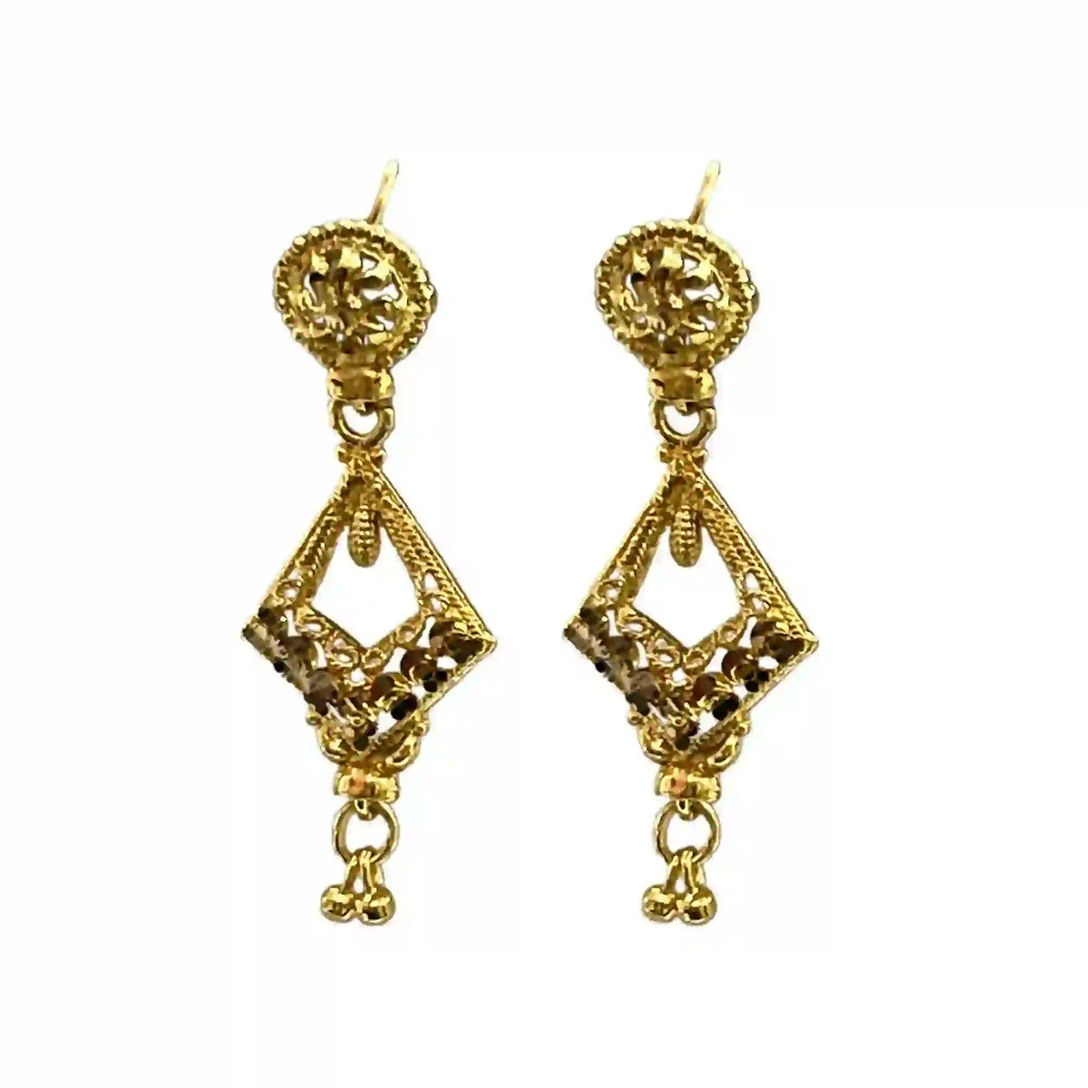 Elegant Gold Square Brij Bali Earrings – indianjewelrymall