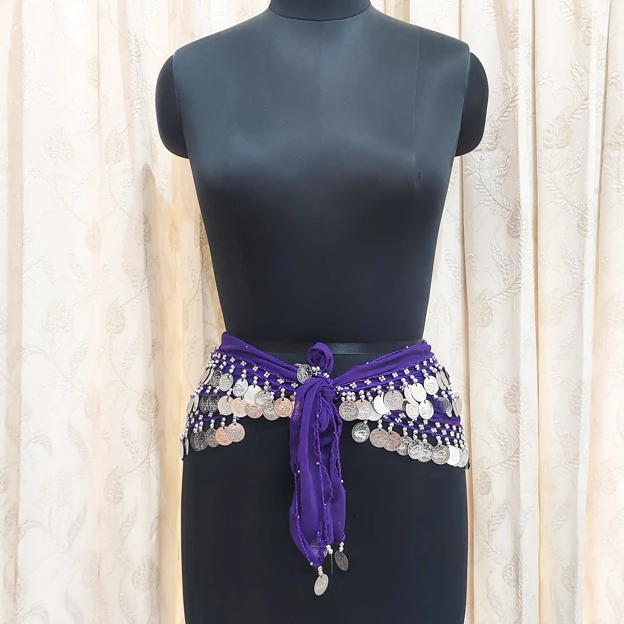 Belly Dance Costume Belt for Women with Silver Coins