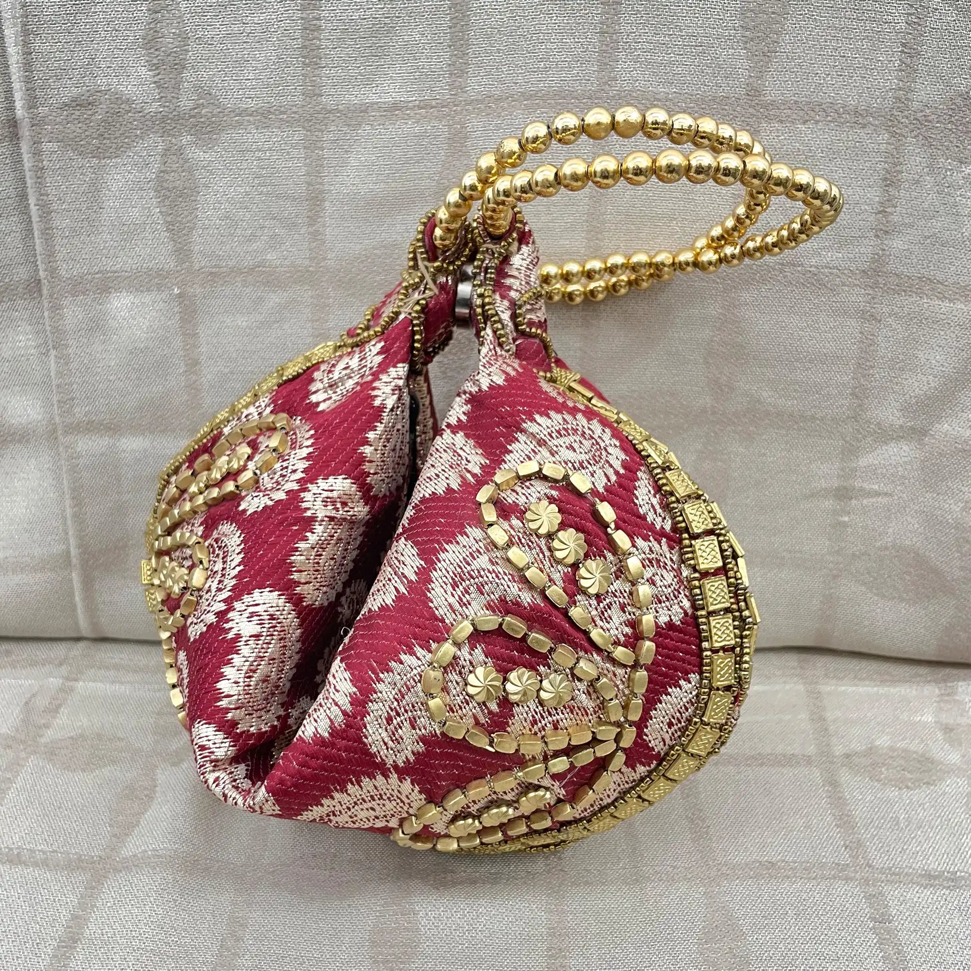 Exotic Bracelet Bag with Brocade Weave and Beadwork