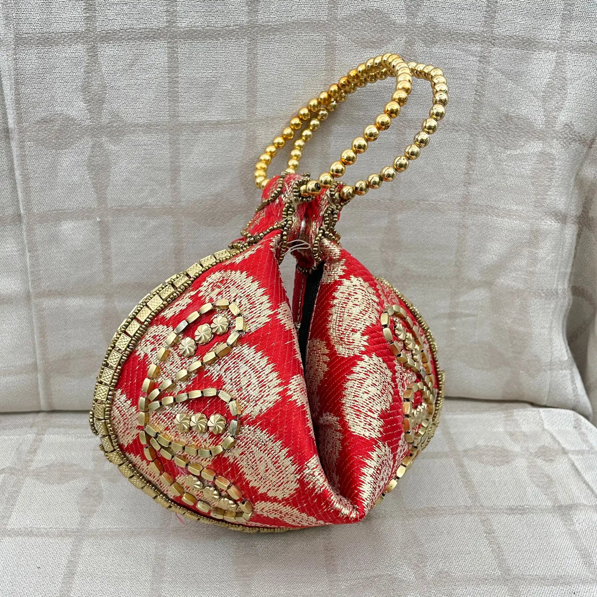 Exotic Bracelet Bag with Brocade Weave and Beadwork