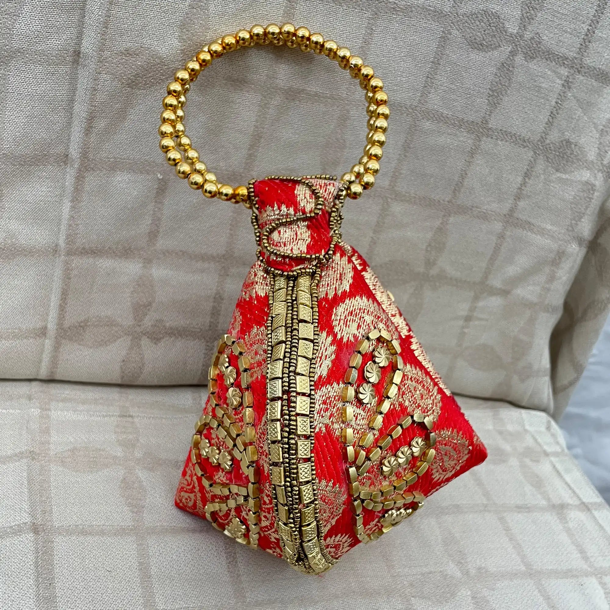 Exotic Bracelet Bag with Brocade Weave and Beadwork