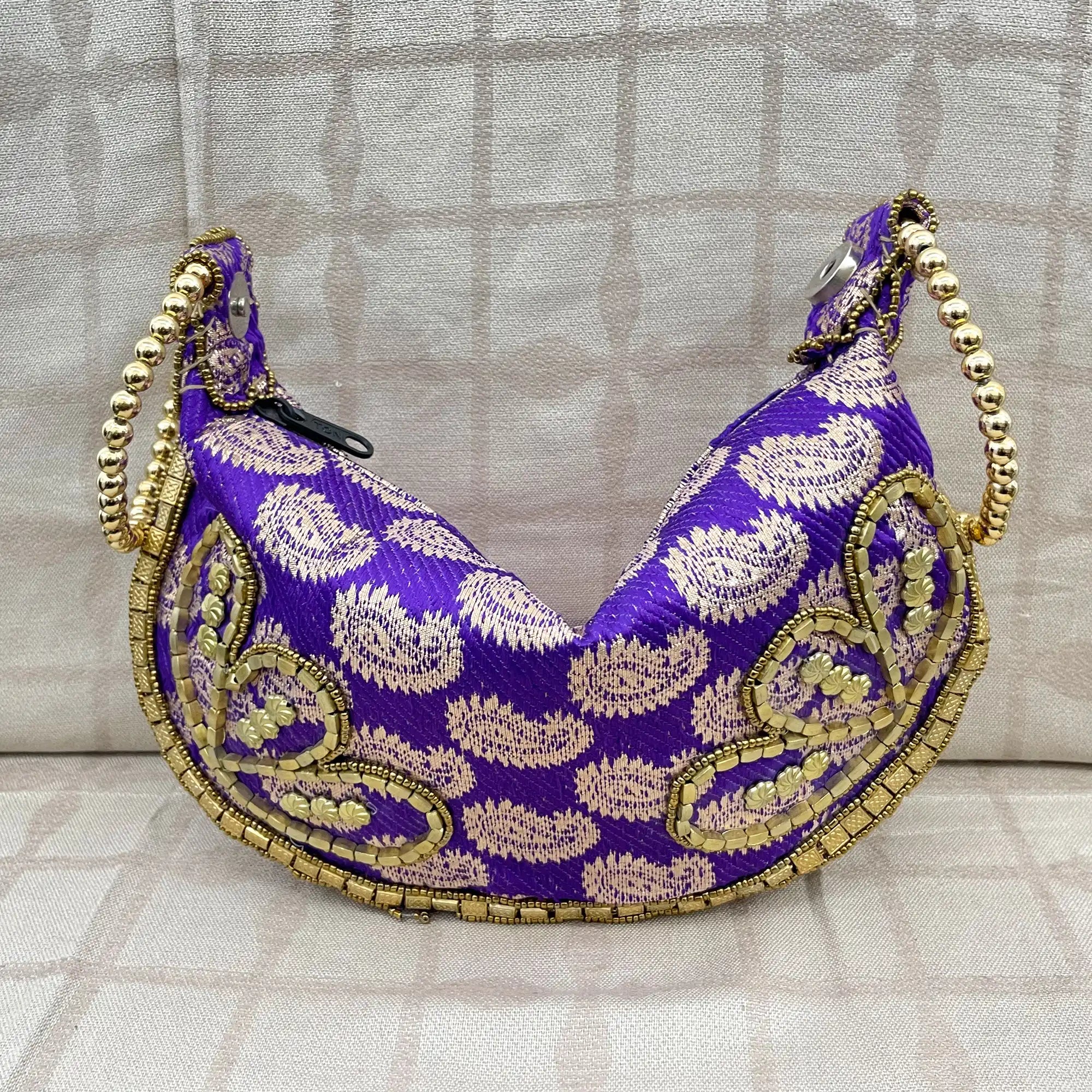 Exotic Bracelet Bag with Brocade Weave and Beadwork