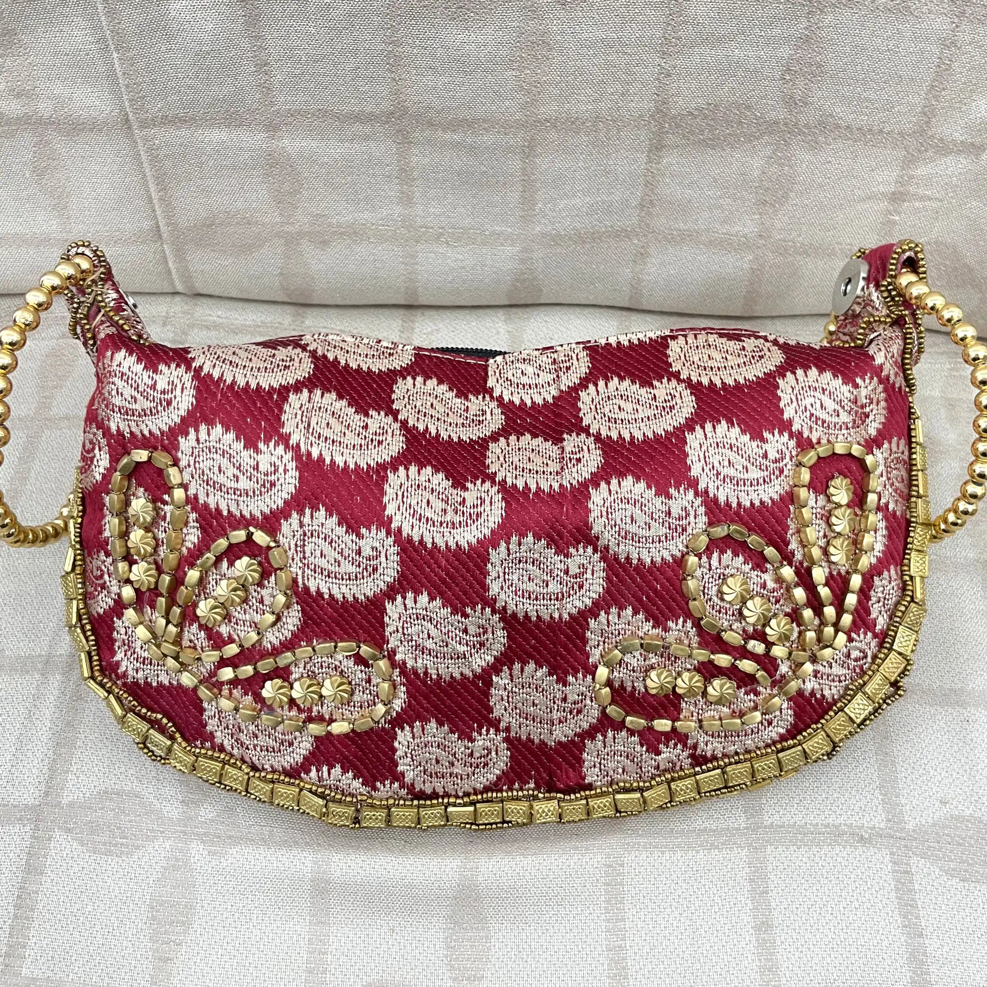 Exotic Bracelet Bag with Brocade Weave and Beadwork