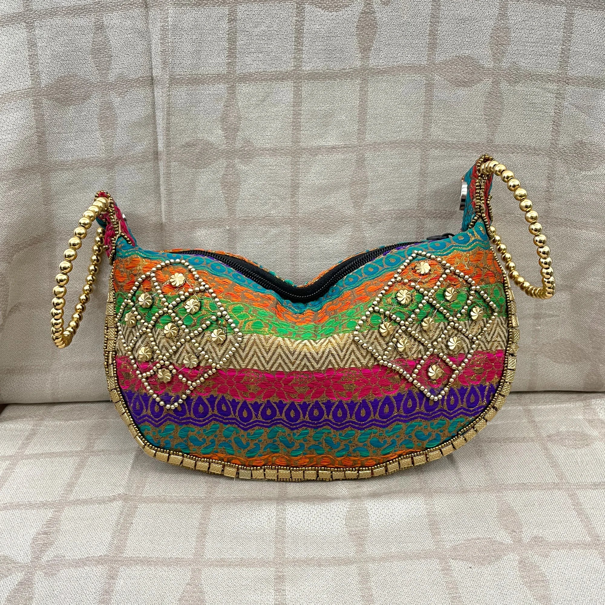 Bracelet Bag with Brocade Weave and Beadwork