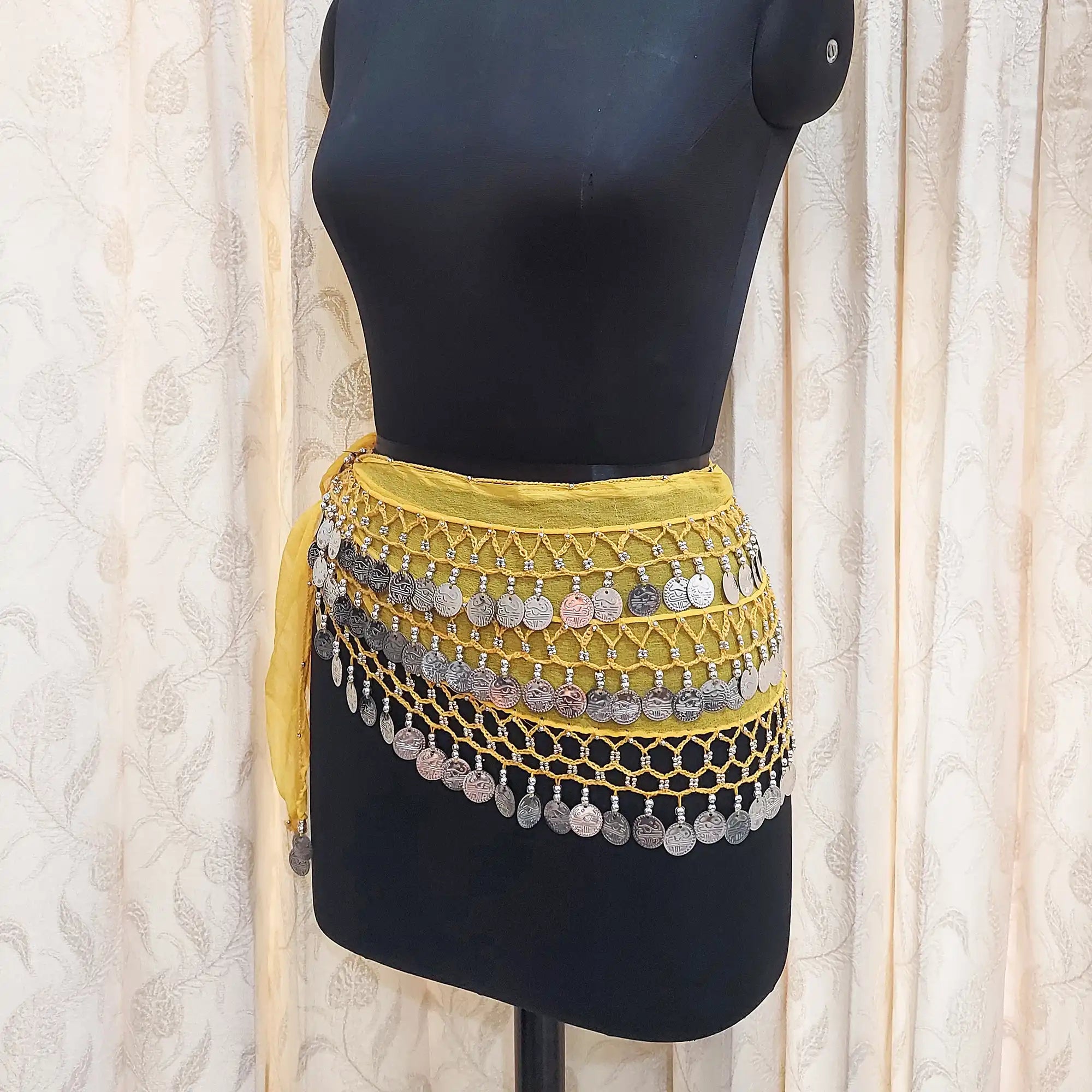 Women's Belly Dance Hip Belt with Silver Coins