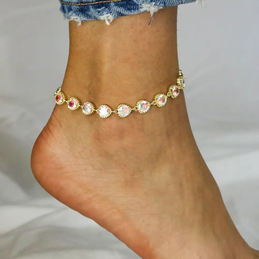 Beautiful Summer CZ Stone Anklet