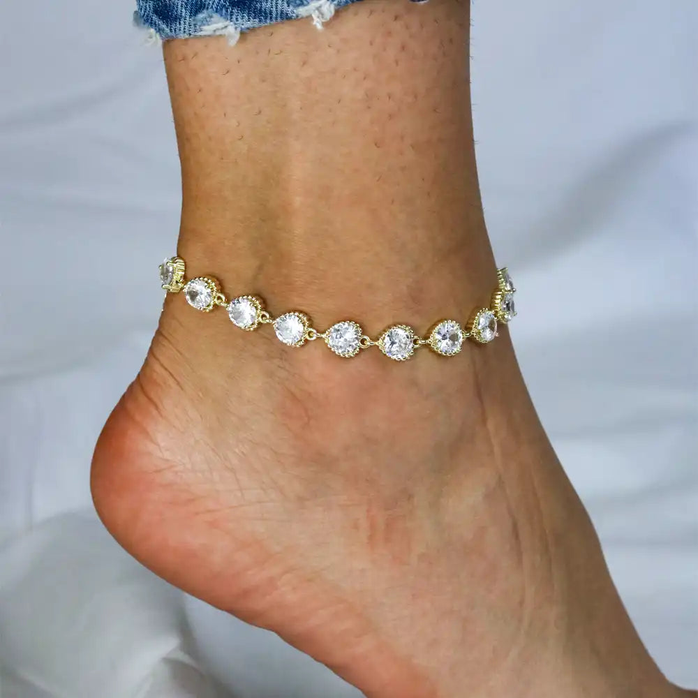 Beautiful Summer CZ Stone Anklet