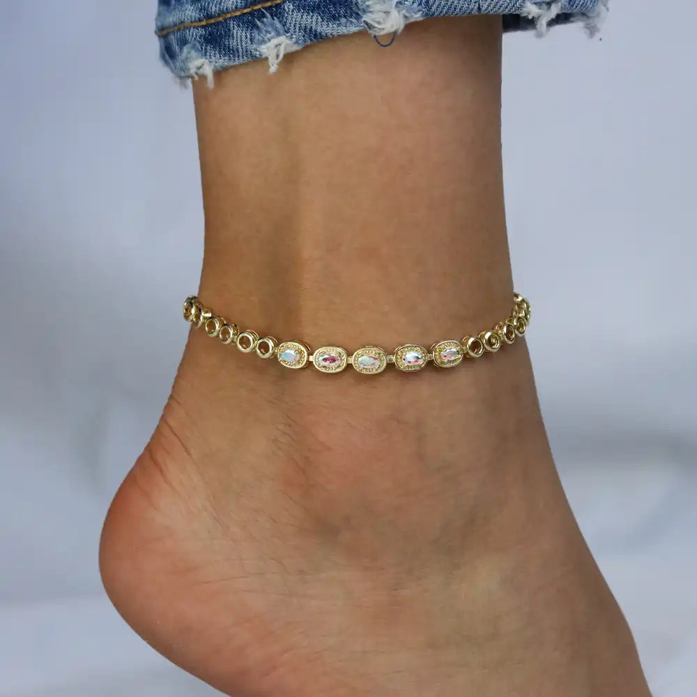 CZ Stone Women's Gold Ankle Bracelet