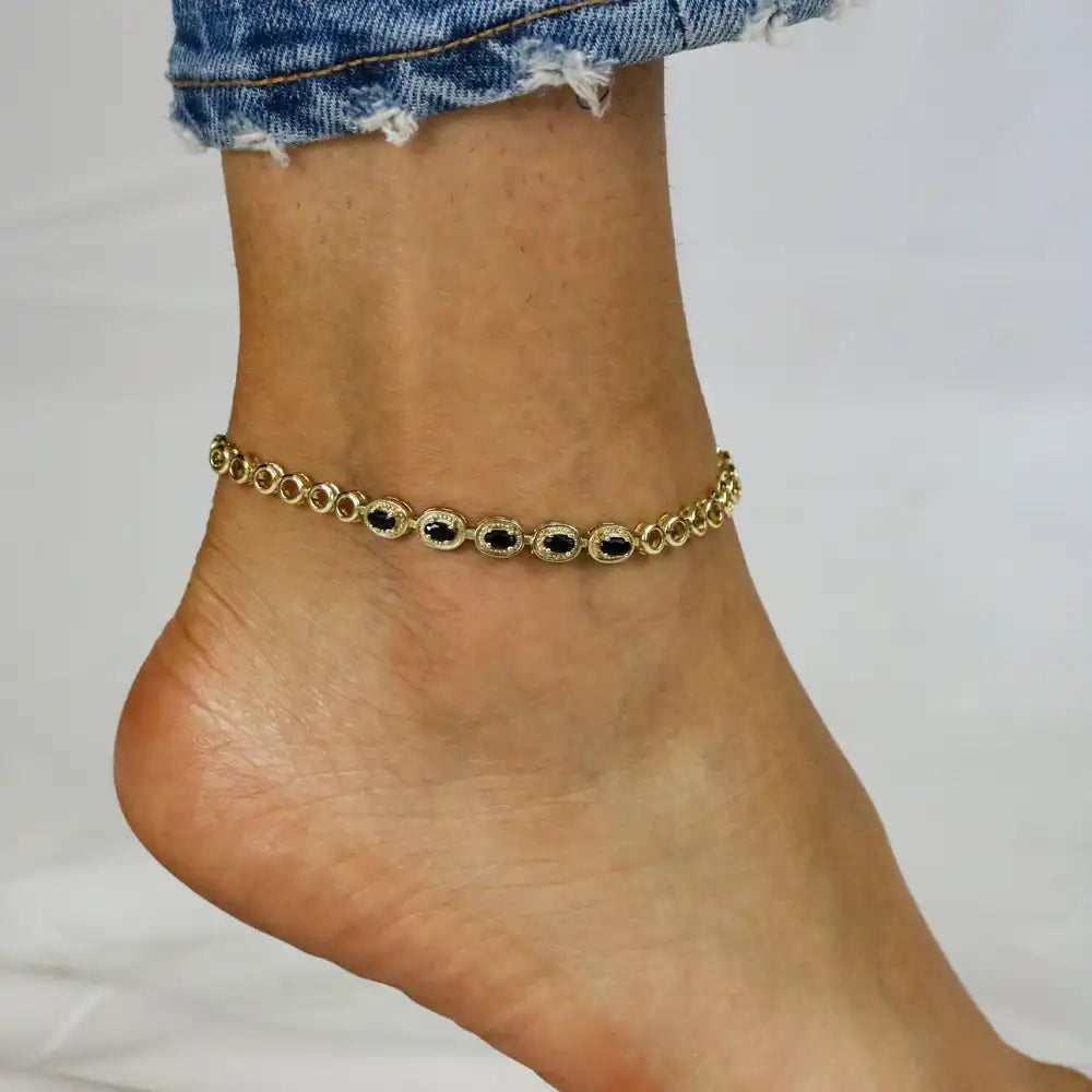 CZ Stone Women's Gold Ankle Bracelet