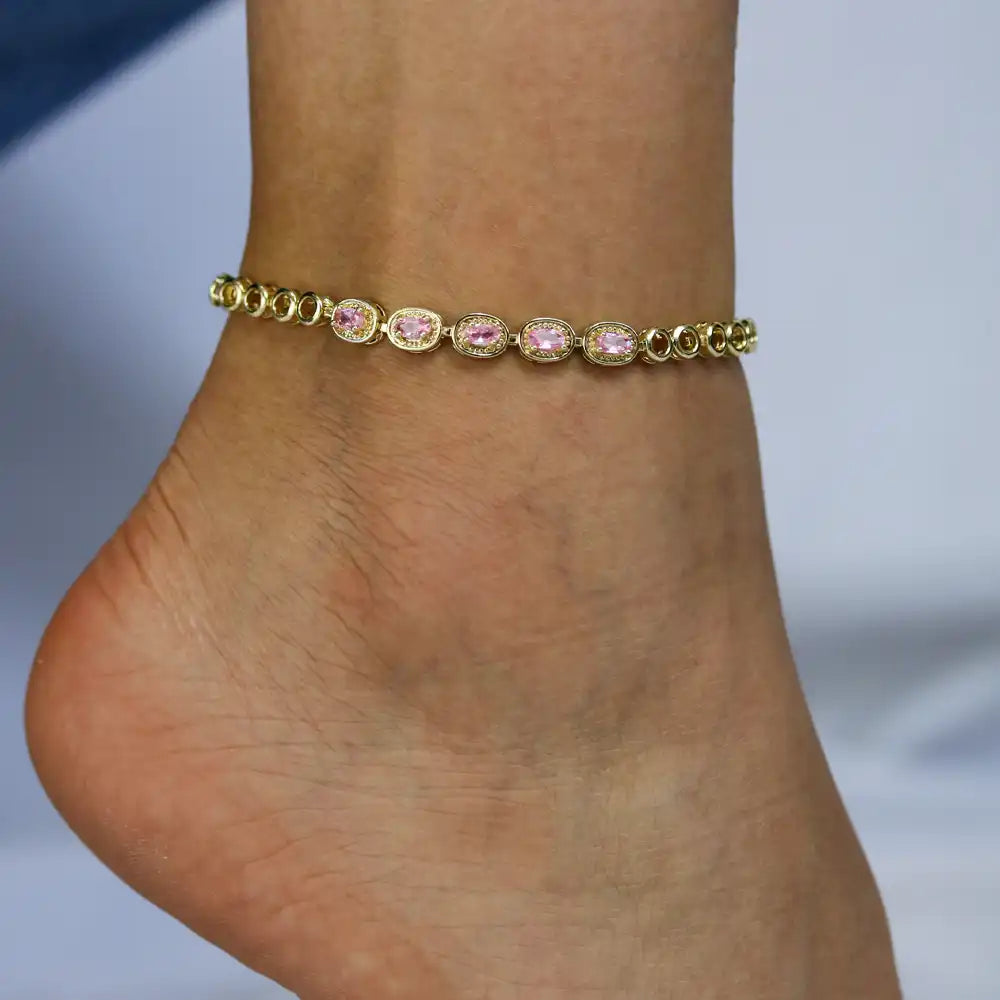 CZ Stone Women's Gold Ankle Bracelet