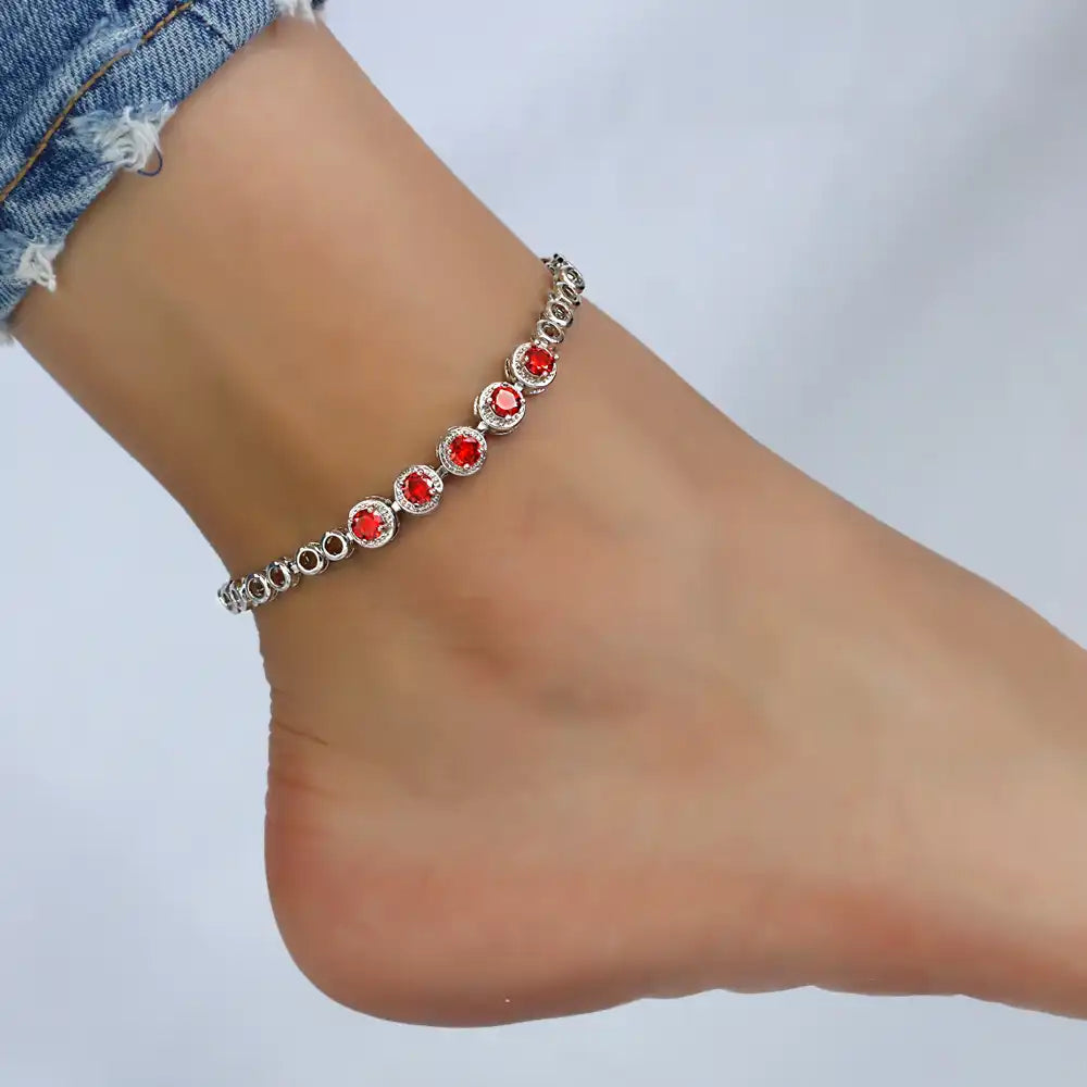 CZ Stone Ankle Bracelets in Summer