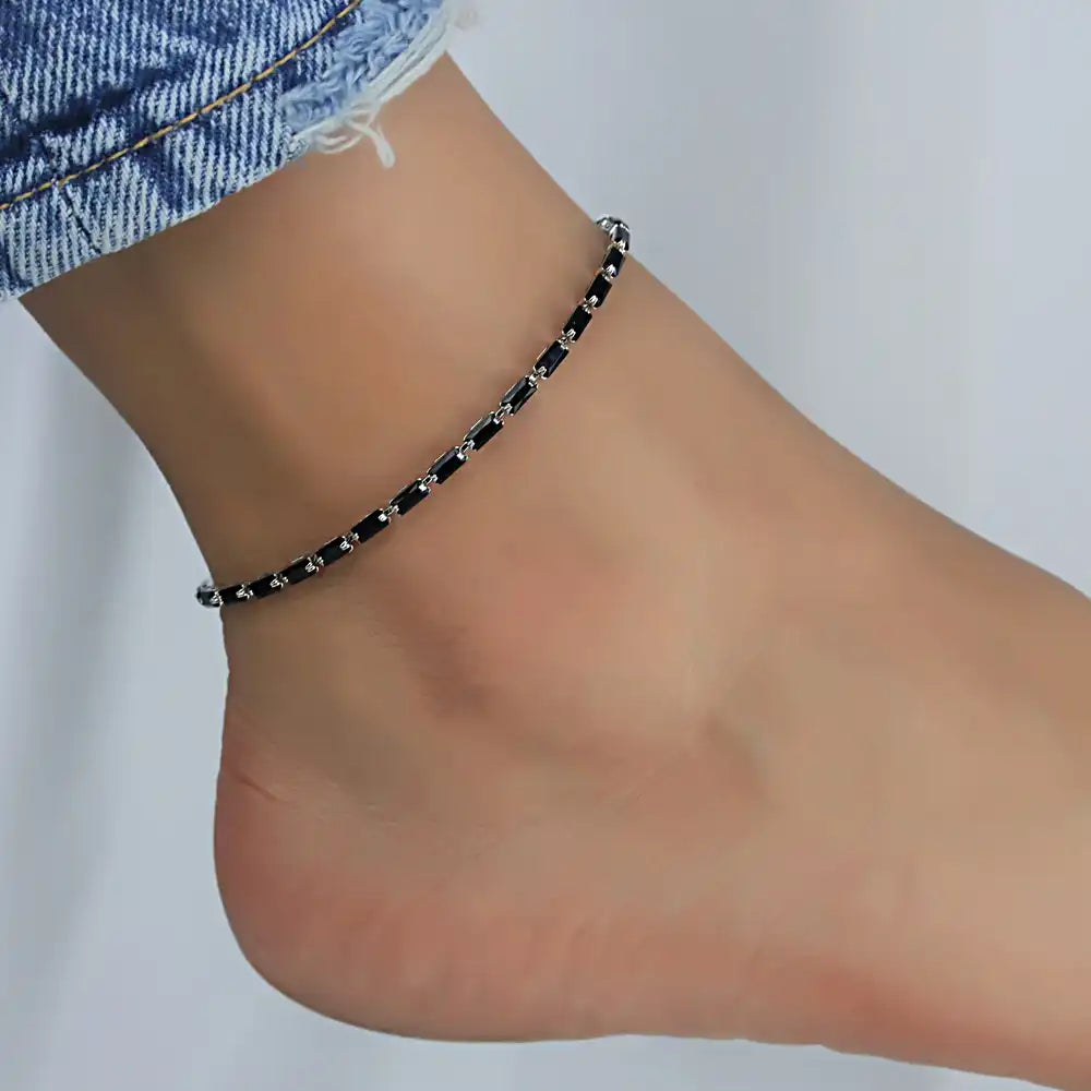 Silver CZ Fine Anklets for Women