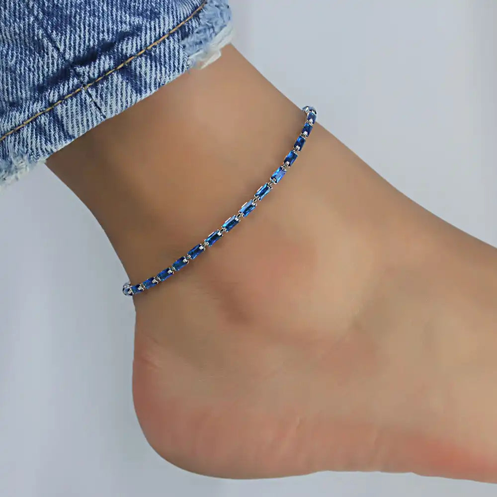 Silver CZ Fine Anklets for Women