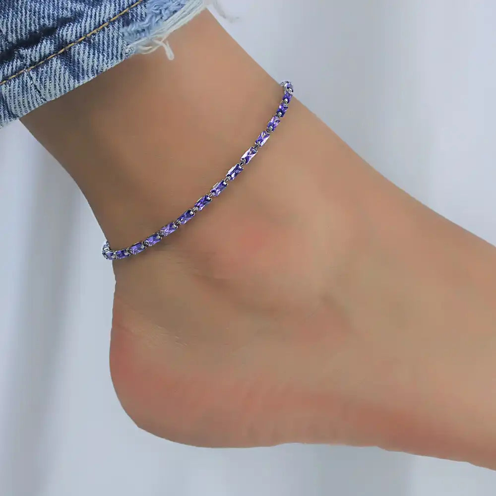 Silver CZ Fine Anklets for Women