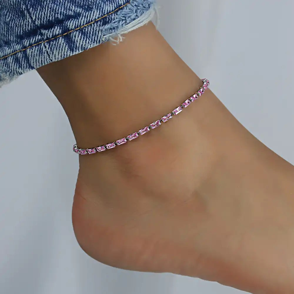 Silver CZ Fine Anklets for Women