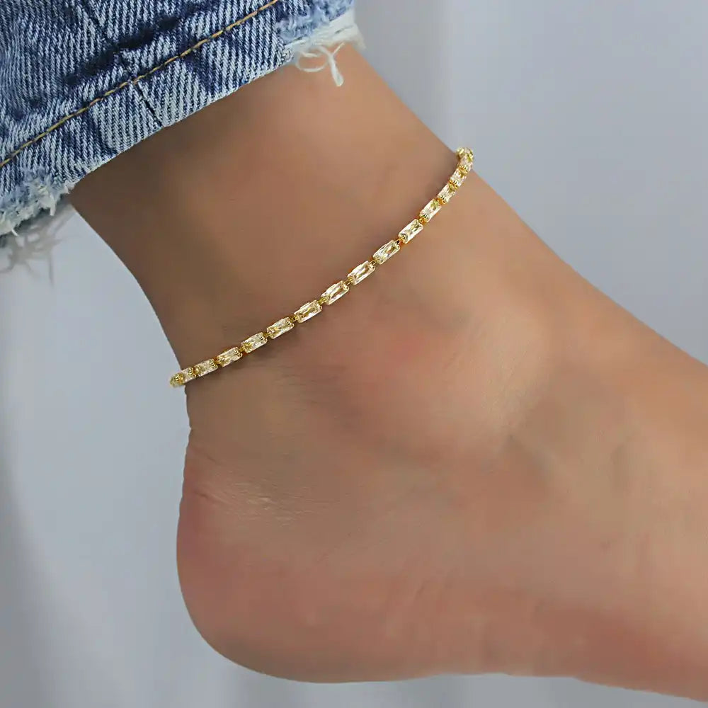 CZ Stone Diamond Ankle Bracelet