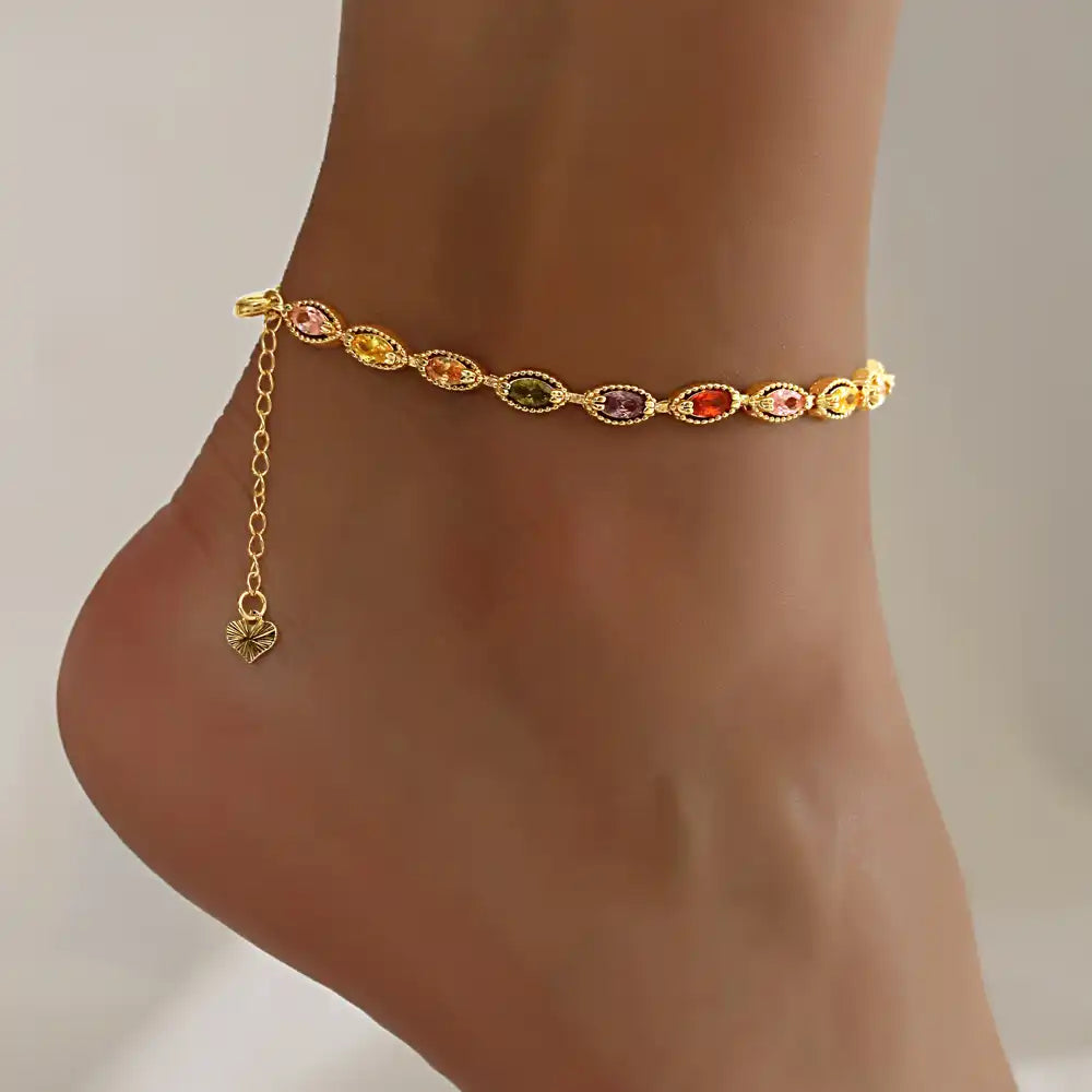 Gold plated oval shape Summer Anklet Bracelet