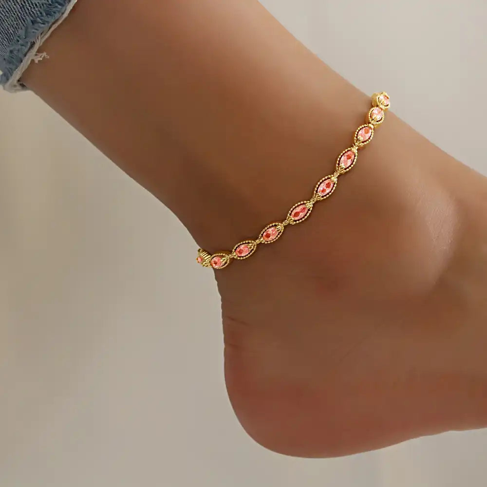 Gold plated oval shape Summer Anklet Bracelet