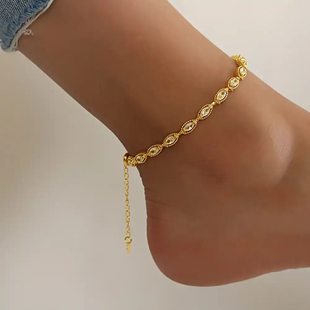 Gold plated oval shape Summer Anklet Bracelet