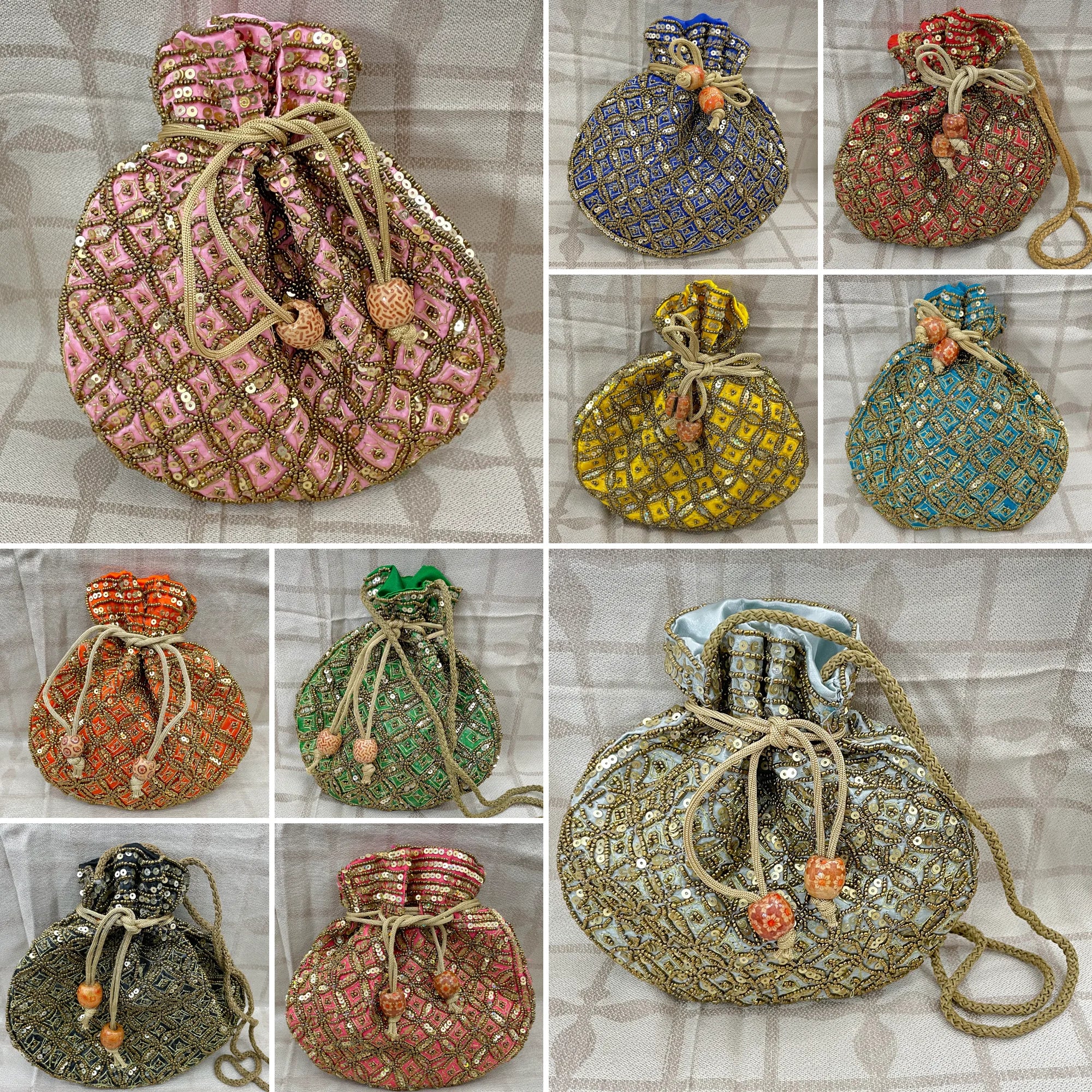 Indian Ethnic Traditional Sequence Potli Bag for Patry, Wedding, & Wedding Gift