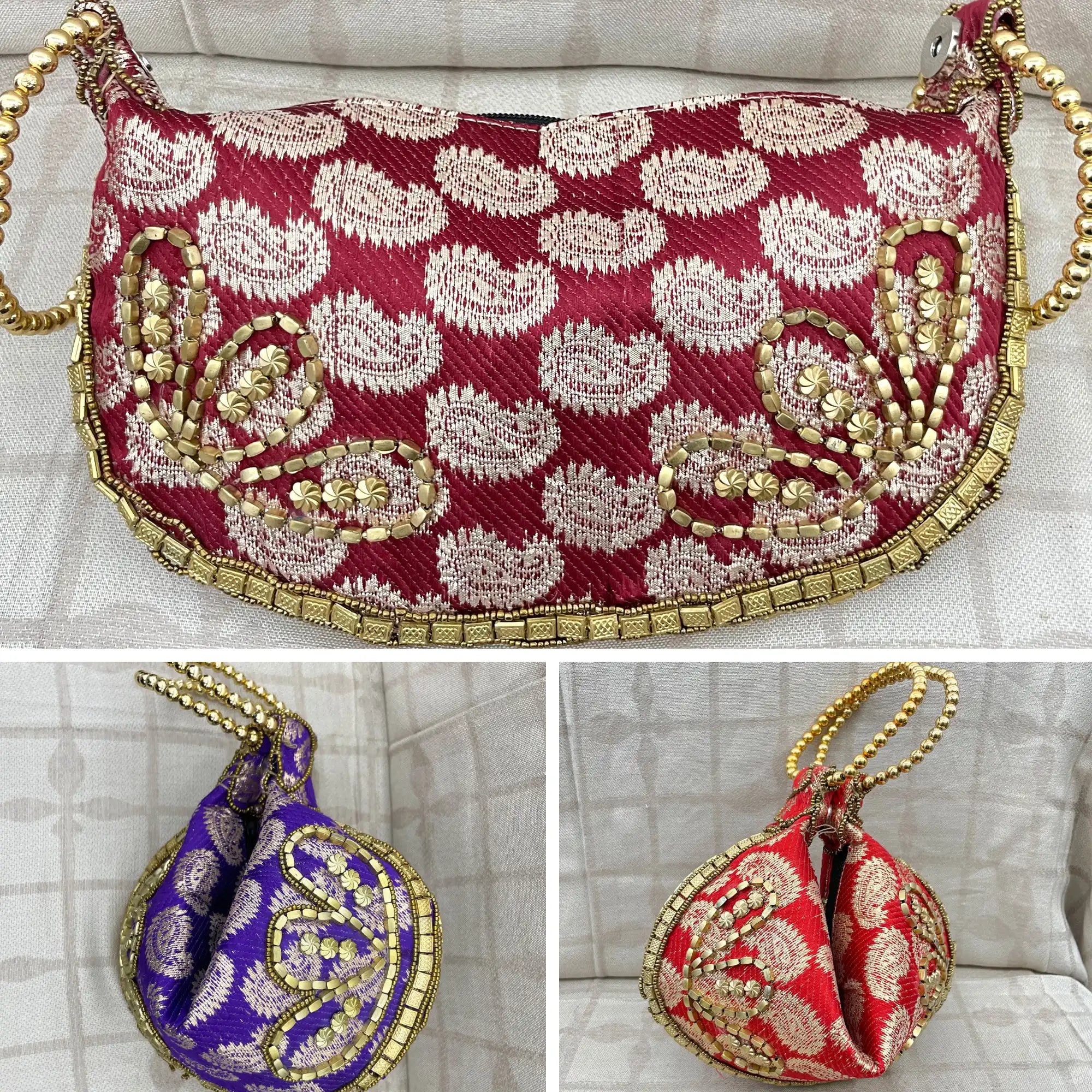 Exotic Bracelet Bag with Brocade Weave and Beadwork