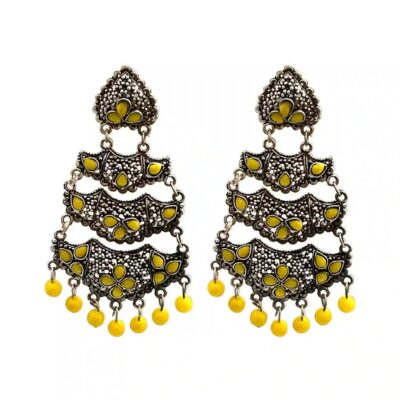 chandbali earring, long earrings, oxidized earrings, navrati festival earrings