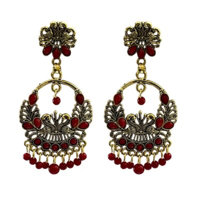 Enamel Peacock Chandbali Earrings