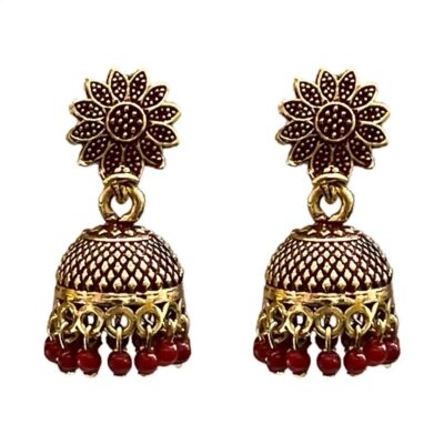 Flower Design Traditional Jhumka Earrings