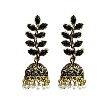 Leaf-Shaped Party Wear Jhumka Earrings For Women