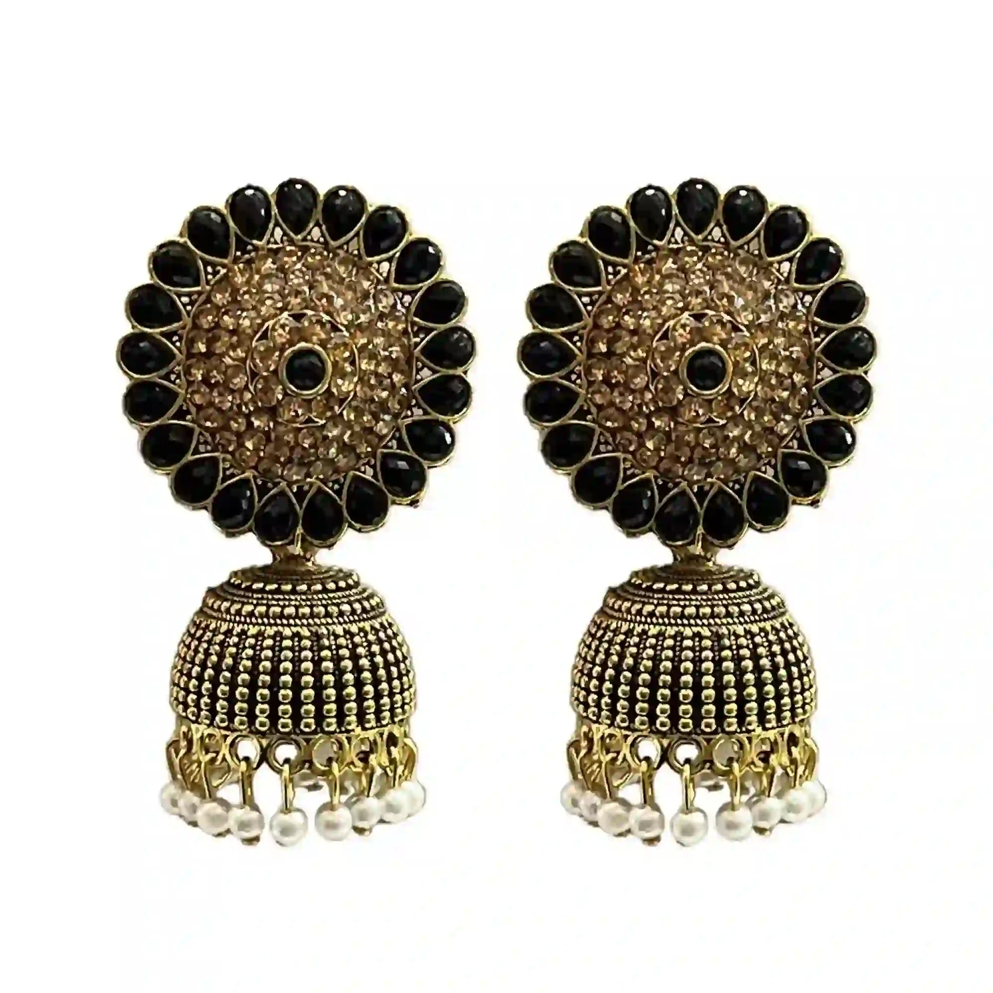 01_fa83f791-cf1a-4494-955f-883e5d1cc1da fashion gold plated jhumka earrings, black and golden jhumka, gift for girlfriend