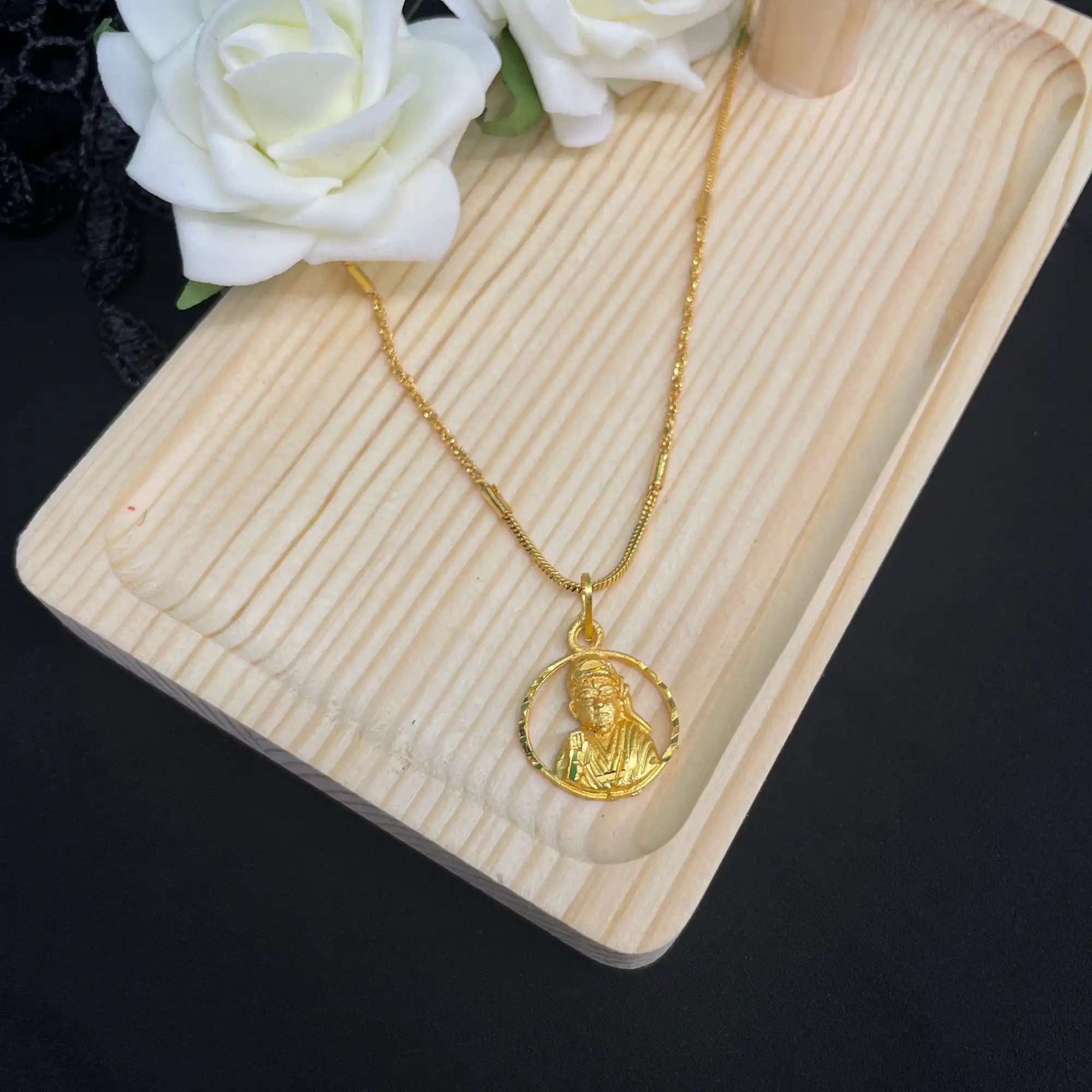 03_6d571e96-ba18-4072-bafc-2412202b7ad3 Indian Gold Plated God Sai Baba Pendant Necklace