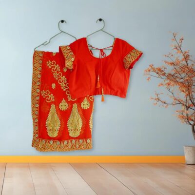 04_18804d93-8c2b-4548-8c9e-45a46d7410db Orange Embroidered Chiffon Saree