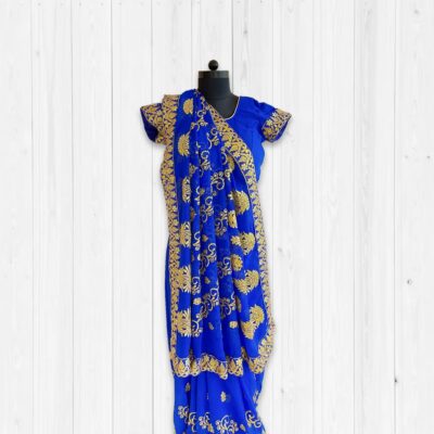 Blue Embroidery Saree Blouse for Wedding