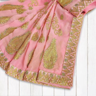 Light Pink Chiffon One Minute Saree