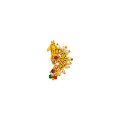 peocock design nose ring, traditional nose pin, indian women jewlery