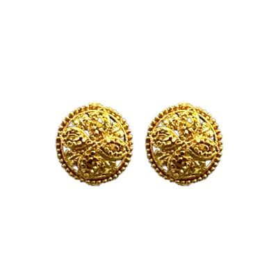 112 Gold-plated Floral Round Earrings