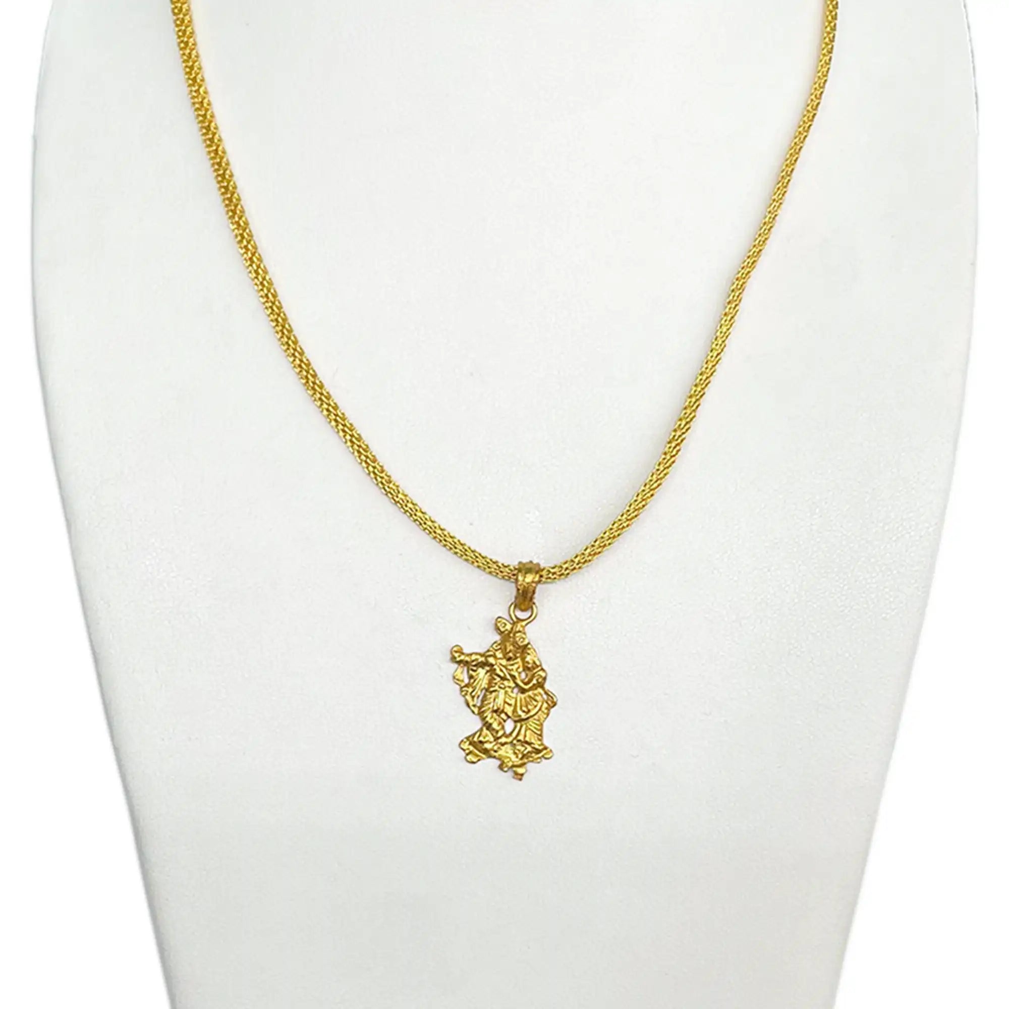 11_1_7a9147cf-8f4b-4c58-8825-9698a929cf02 Lord Shree Radha Krishna Gold Plated Pendant Necklace