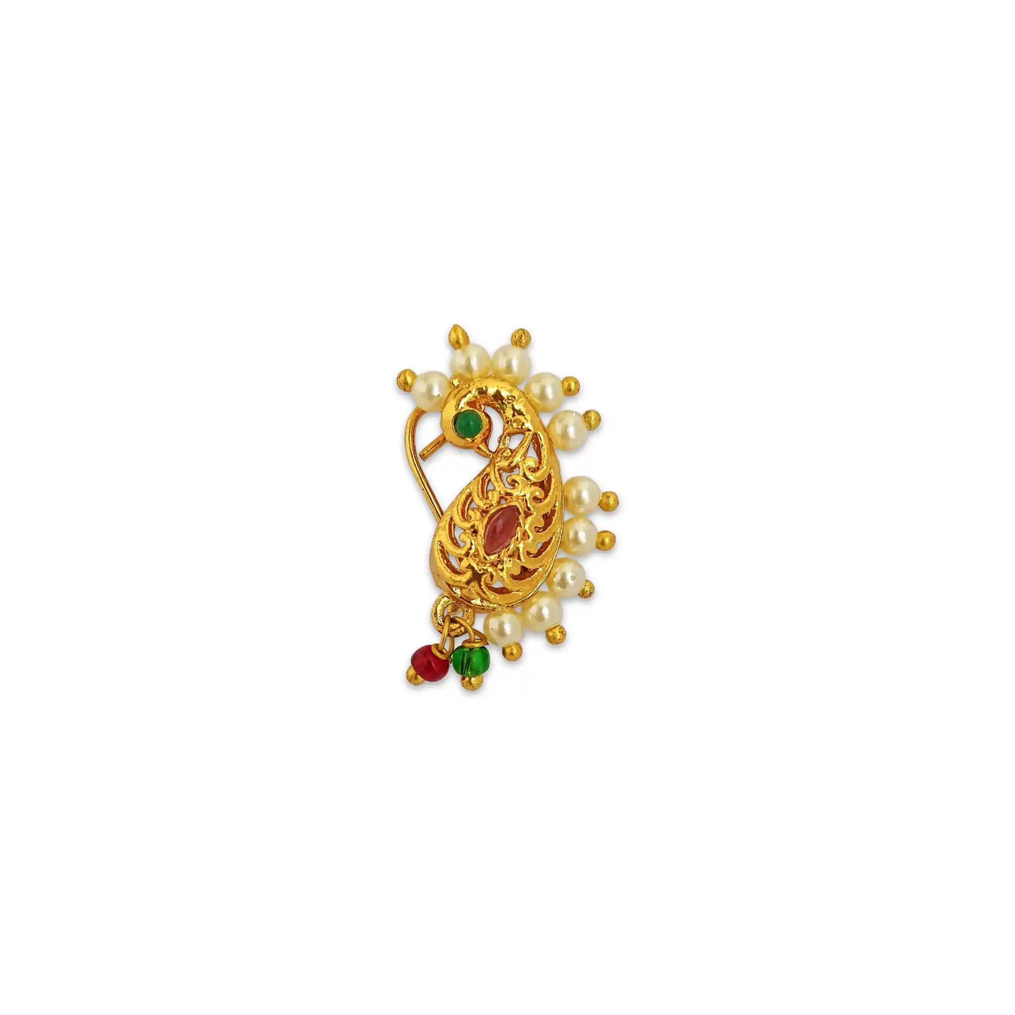 12_57745c84-85f3-4e61-82eb-2b9f61fcb3b8 maharashtrial nose pin, indian jewelry, peocock design nose ring, women nose pin
