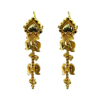 gold plated oxidised earrings, dangle drop earrings, dubai jewelry