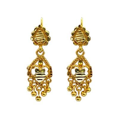 gold plated earrings, traditional earrings, long drop earrings