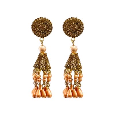 pearl jhumka earrings, round arrings, indian wedding earrings