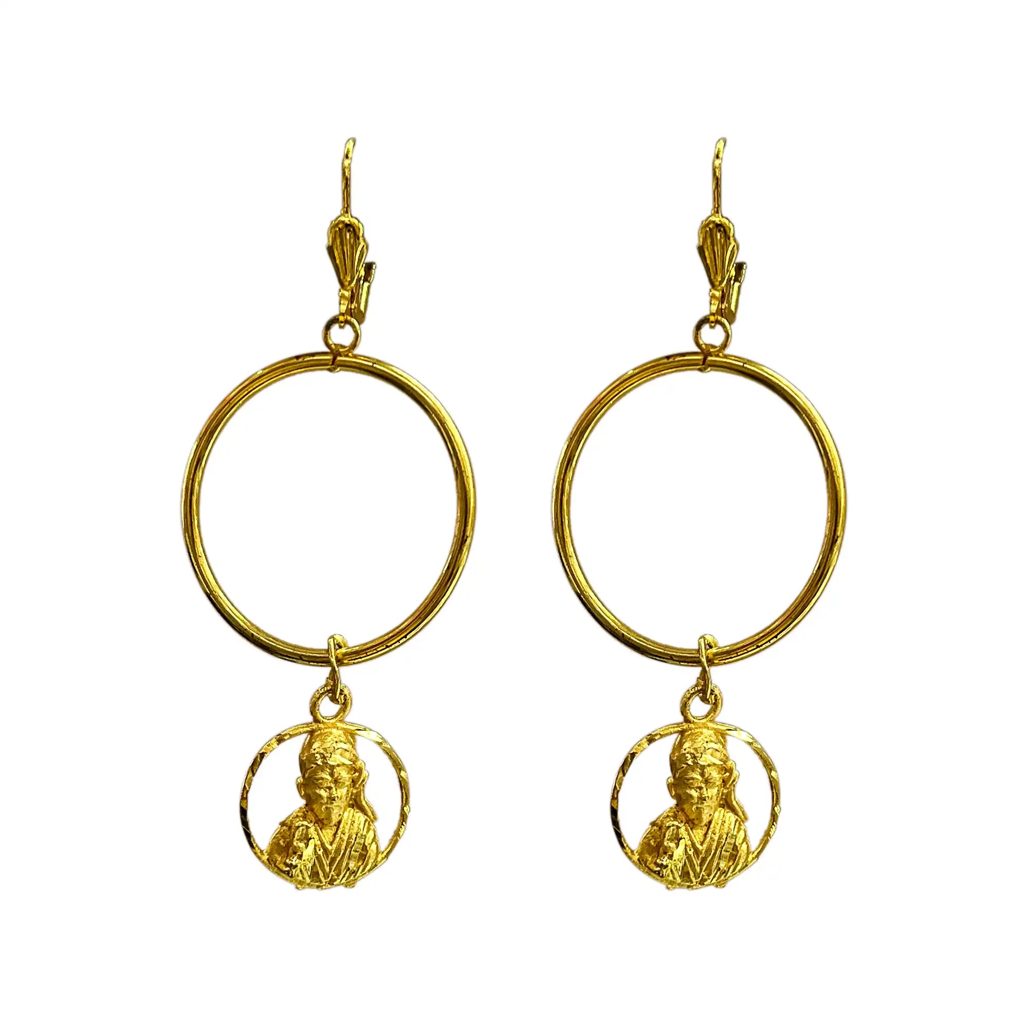 181 22k gold plated earrings, sai, sai baba earrings, Religious earrings