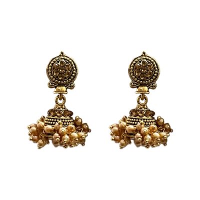 gold-plated earrings, bridal wedding earrings, jhumka pearl earrings