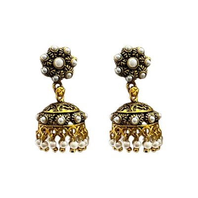 gold-plated earrings, jhumka drop earrings, bridal gift for earrings