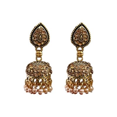 Leaf Gold Plated Traditional Jhumka Earrings