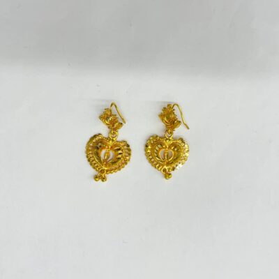 Gold Heart Drop Earrings