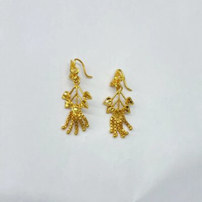 Gold Traditional Heart Dangle Earrings