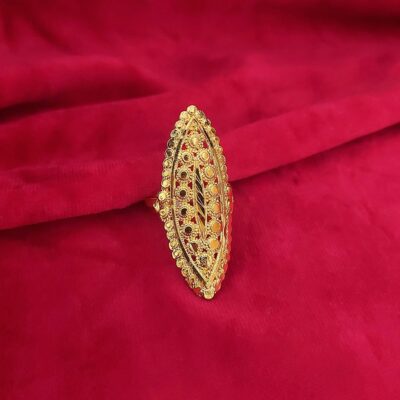 Admier Marquise Cut Brass Ring with Gold Plating