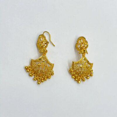 Gold Floral Dangler Earrings